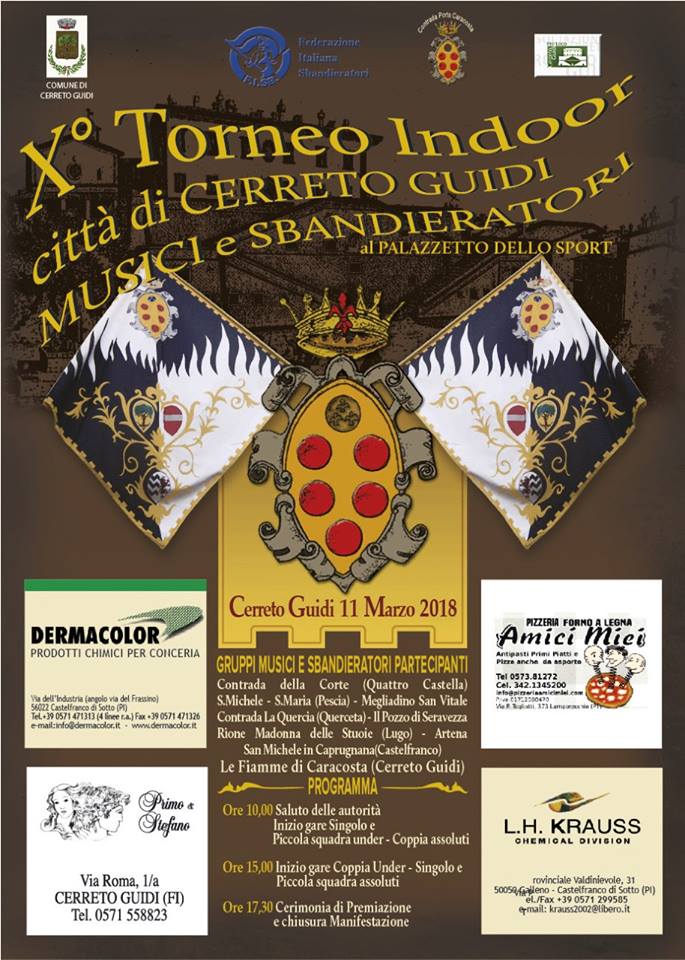 Torneo di sbandieratori e musici l’11 marzo a Cerreto