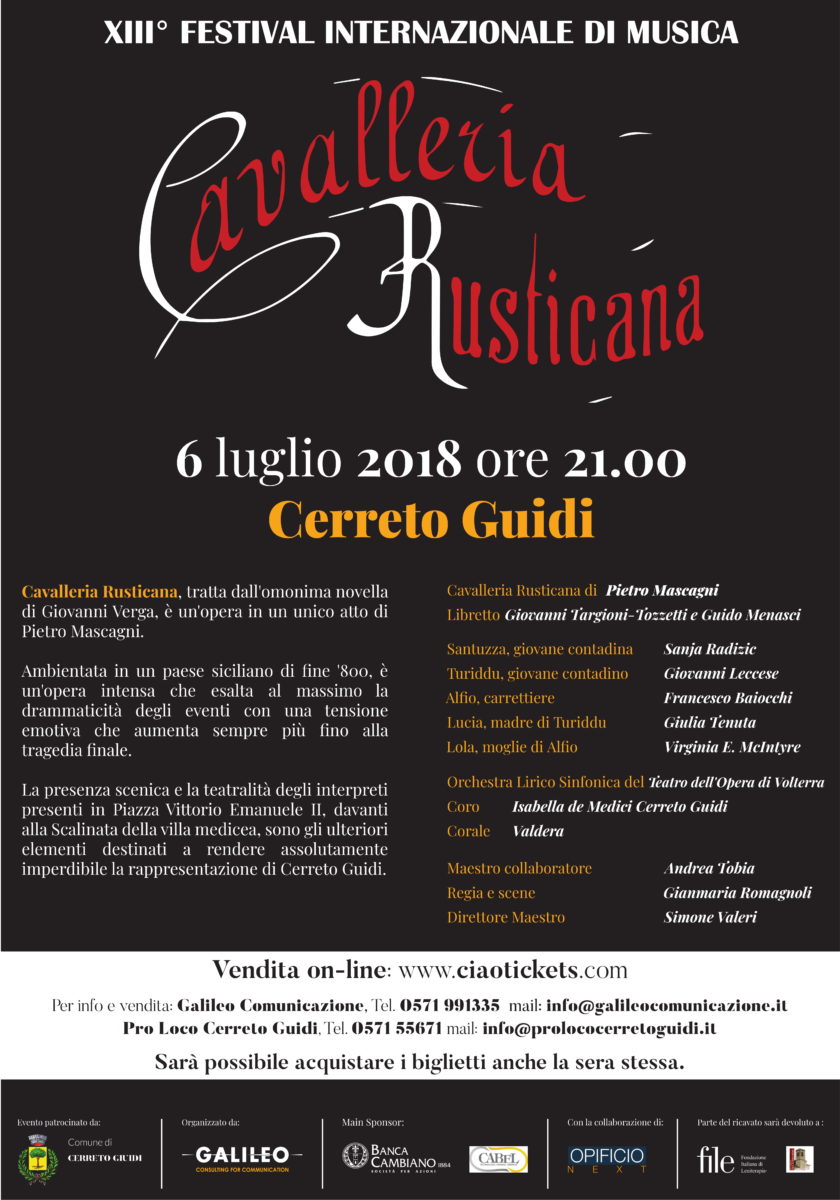 The great opera in front of the Villa Medicea has come back: on Friday 6th July, Cavalleria Rusticana
